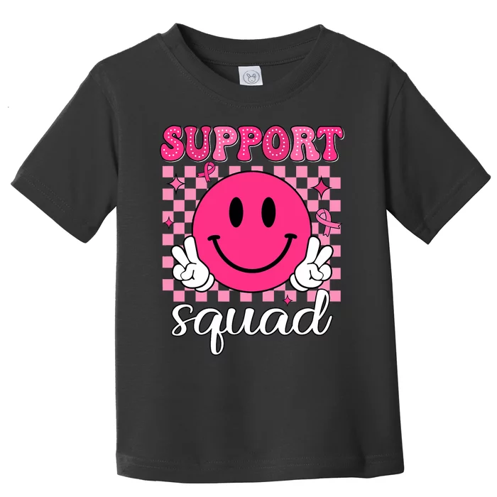 Groovy Breast Cancer Awareness Support Squad Toddler T-Shirt