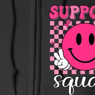 Groovy Breast Cancer Awareness Support Squad Full Zip Hoodie