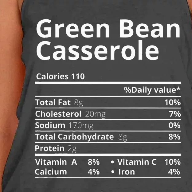 Green Bean Casserole Nutrition Facts Thanksgiving Christmas Women's Knotted Racerback Tank