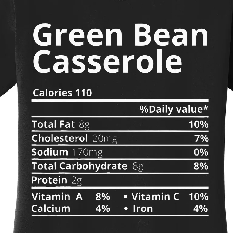 Green Bean Casserole Nutrition Facts Thanksgiving Christmas Women's T-Shirt