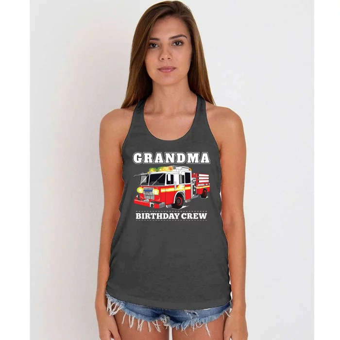 Grandma Birthday Crew Fire Truck Firefighter Fireman Party Women's Knotted Racerback Tank