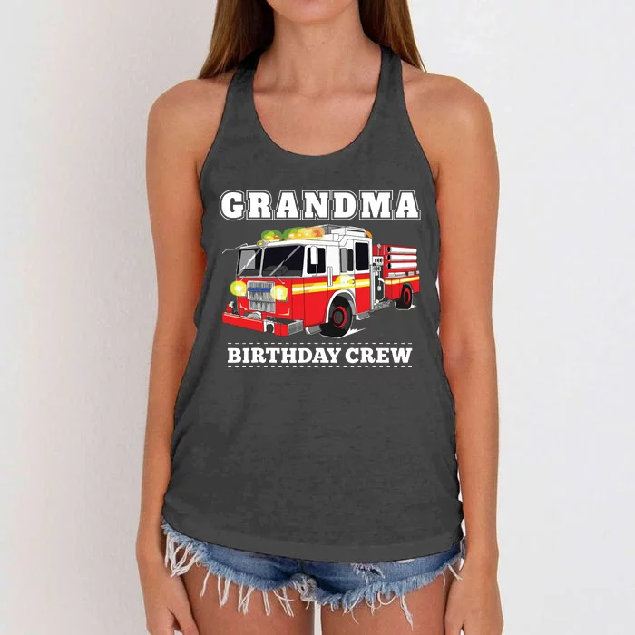 Grandma Birthday Crew Fire Truck Firefighter Fireman Party Women's Knotted Racerback Tank