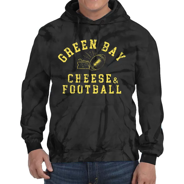 Green Bay Cheese & Football Distressed Gift Tie Dye Hoodie