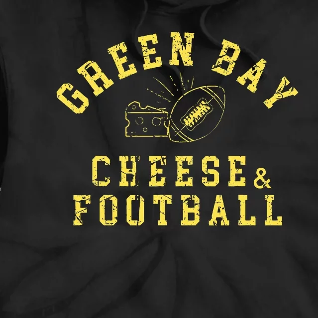 Green Bay Cheese & Football Distressed Gift Tie Dye Hoodie