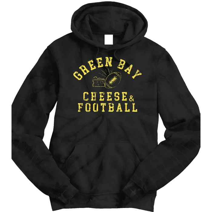 Green Bay Cheese & Football Distressed Gift Tie Dye Hoodie