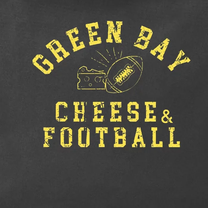 Green Bay Cheese & Football Distressed Gift Zip Tote Bag