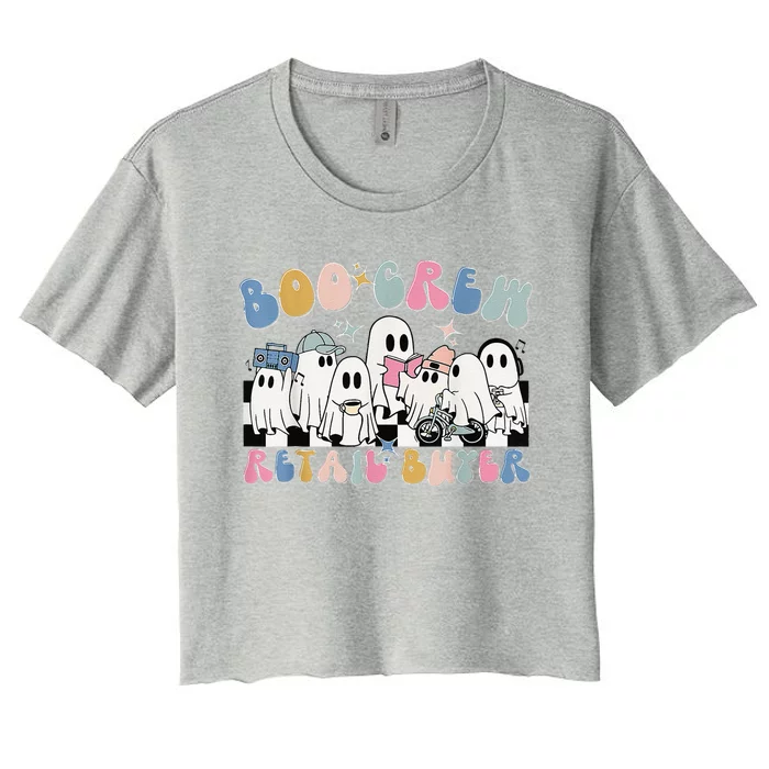 Groovy Boo Crew Retail Buyer Halloween Cute Ghost Women's Crop Top Tee