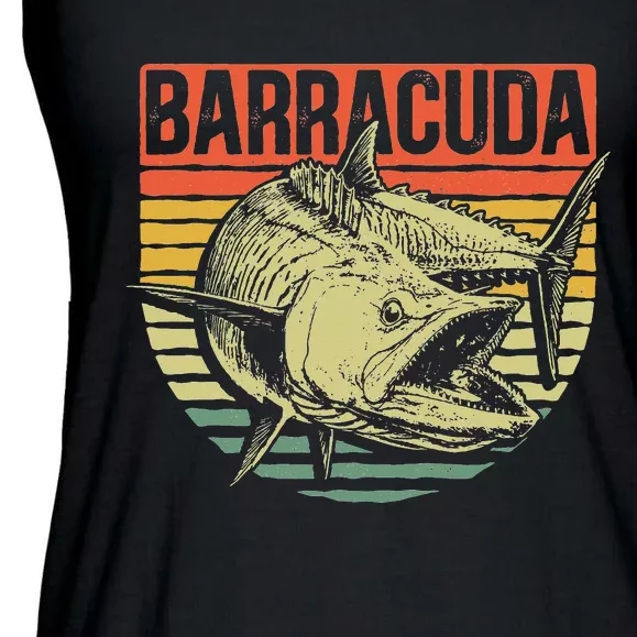 Great Barracuda Cuda Fishing Wildlife Saltwater Fish Art Ladies Essential Flowy Tank