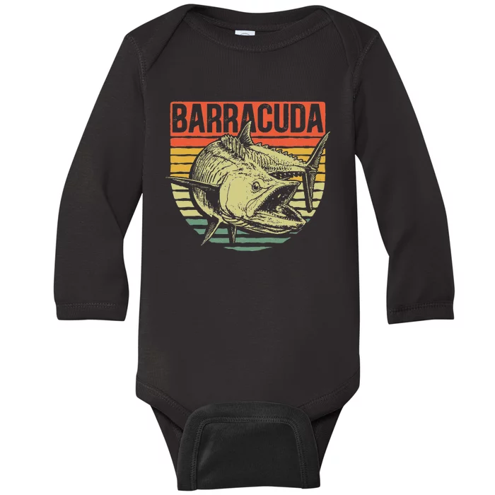 Great Barracuda Cuda Fishing Wildlife Saltwater Fish Art Baby Long Sleeve Bodysuit