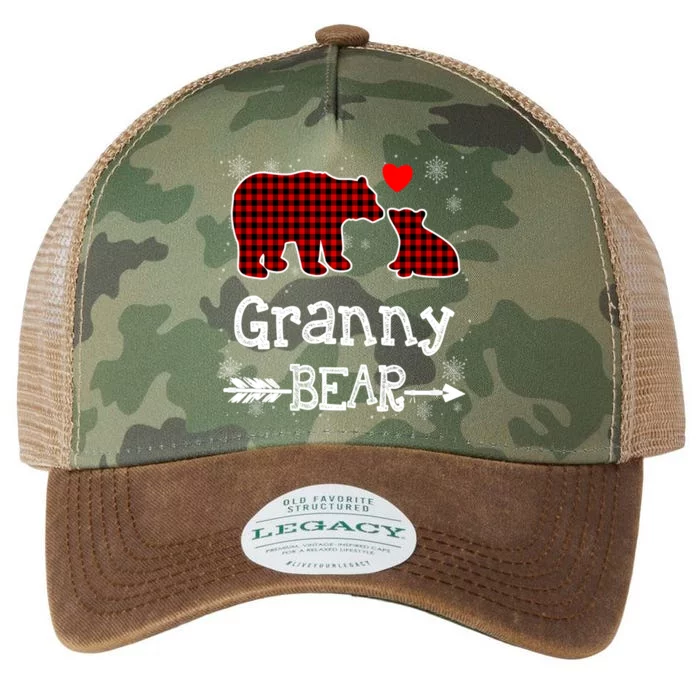 Granny Bear Christmas Pajama Red Plaid Buffalo Family Xmas Gift Legacy Tie Dye Trucker Hat