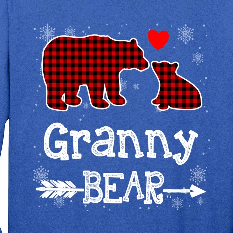 Granny Bear Christmas Pajama Red Plaid Buffalo Family Xmas Gift Long Sleeve Shirt