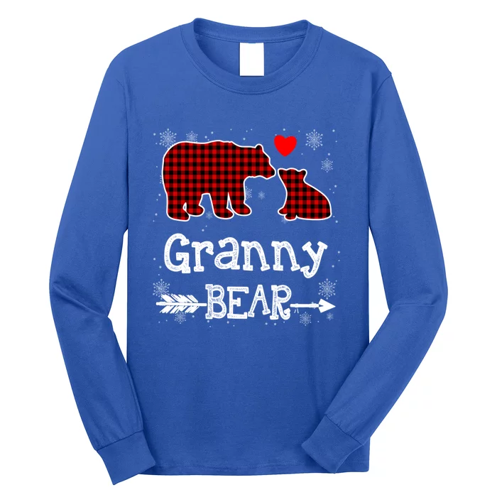 Granny Bear Christmas Pajama Red Plaid Buffalo Family Xmas Gift Long Sleeve Shirt