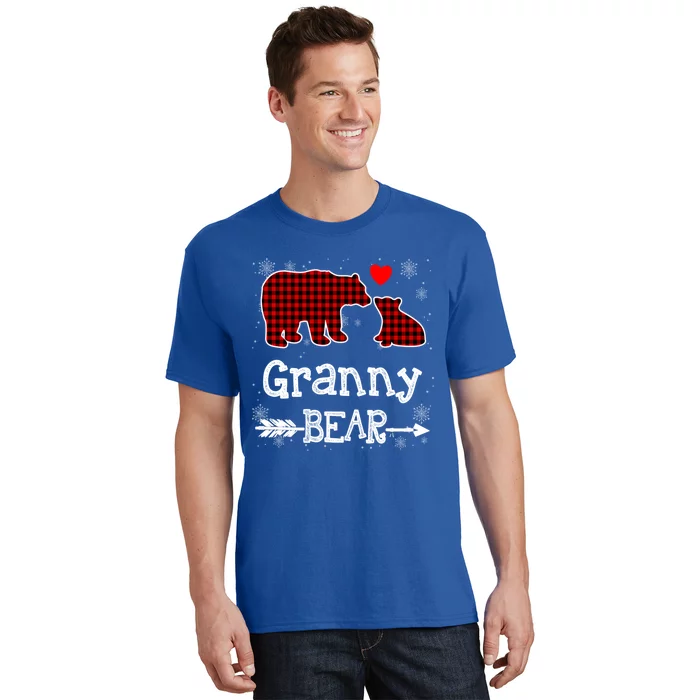 Granny Bear Christmas Pajama Red Plaid Buffalo Family Xmas Gift T-Shirt