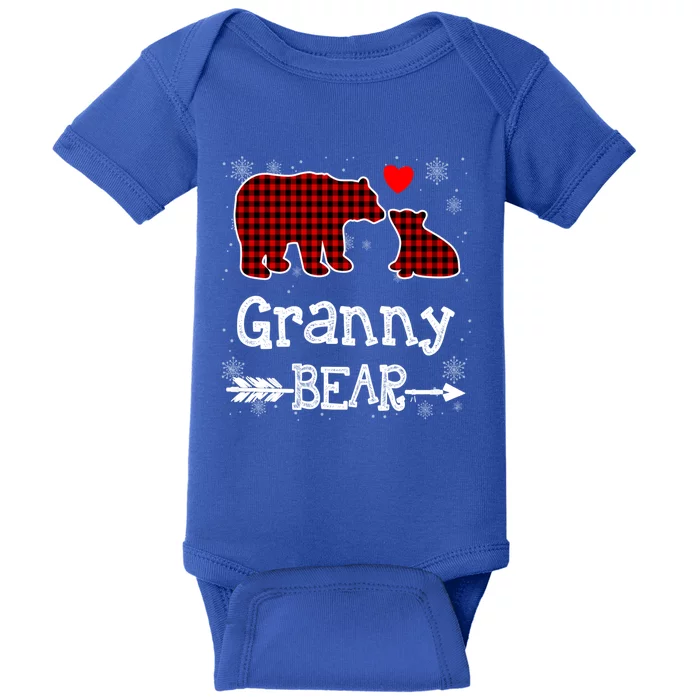 Granny Bear Christmas Pajama Red Plaid Buffalo Family Xmas Gift Baby Bodysuit