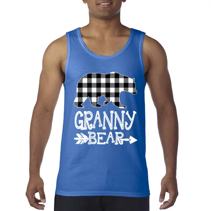 Granny Bear Christmas Pajama White Plaid Buffalo Family Xmas Gift Tank Top