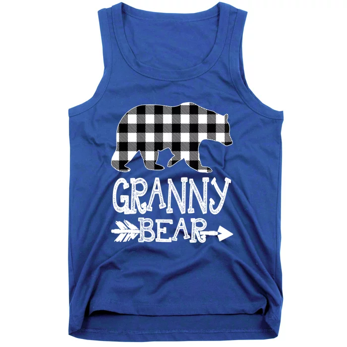 Granny Bear Christmas Pajama White Plaid Buffalo Family Xmas Gift Tank Top