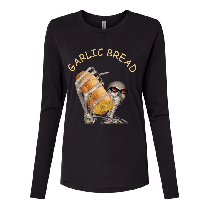 Garlic Bread Cool Skeleton Meme Funny Womens Cotton Relaxed Long Sleeve T-Shirt