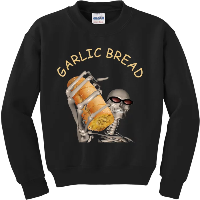 Garlic Bread Cool Skeleton Meme Funny Kids Sweatshirt