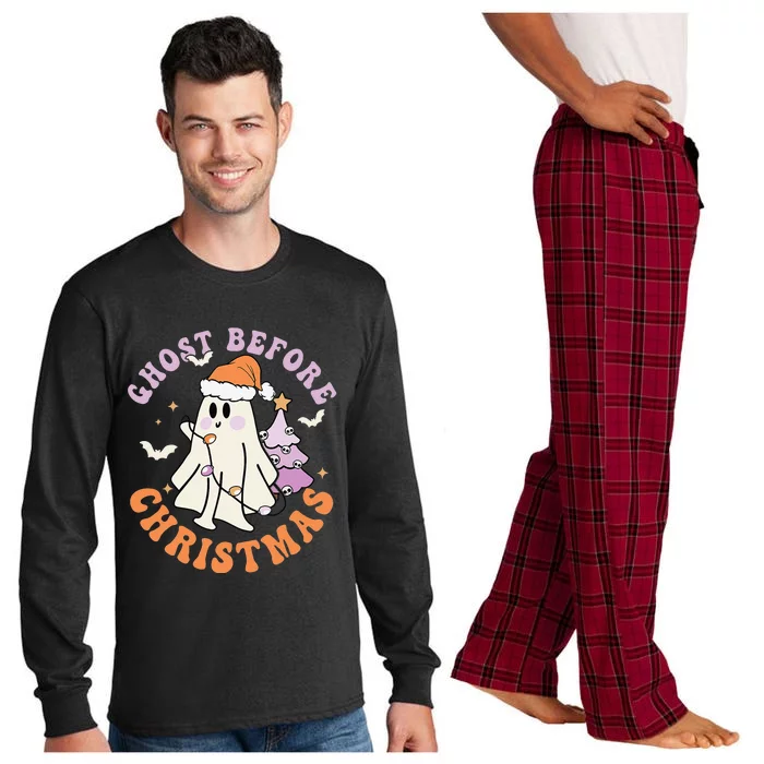 Ghost Before Christmas Retro Halloween Xmas Spooky Season Long Sleeve Pajama Set