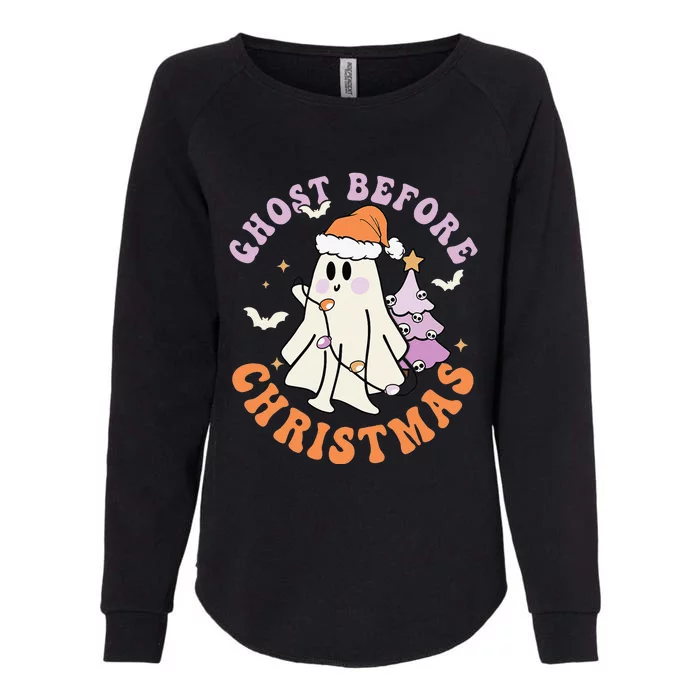 Ghost Before Christmas Retro Halloween Xmas Spooky Season Womens California Wash Sweatshirt