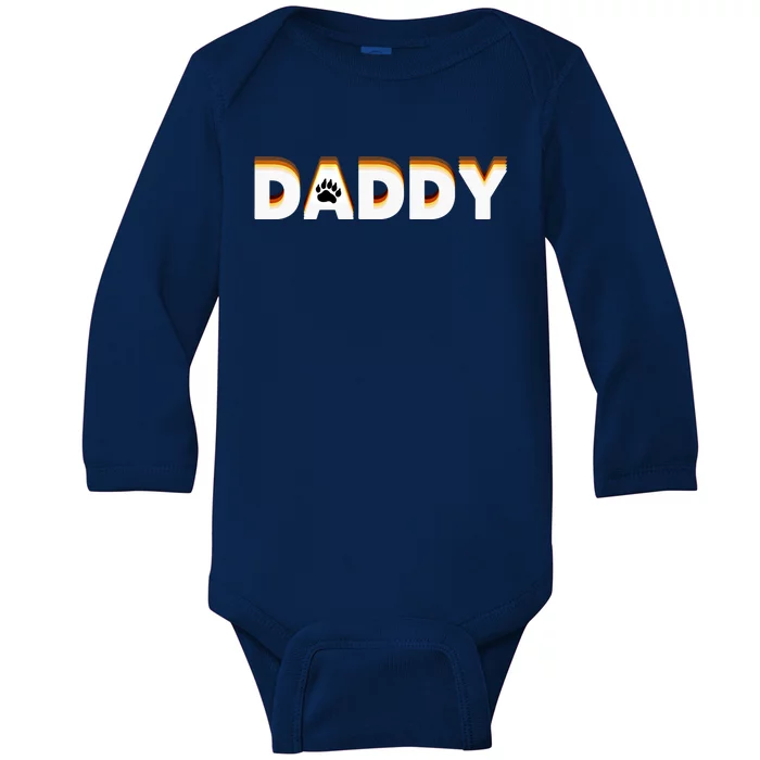 Gay Bear Daddy Design With Bear Pride Flag Gay Daddy Gift Baby Long Sleeve Bodysuit