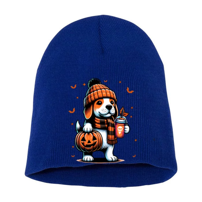 Ghost Beagle Dog Pumpkin S Beanie Fall Halloween Gift Short Acrylic Beanie