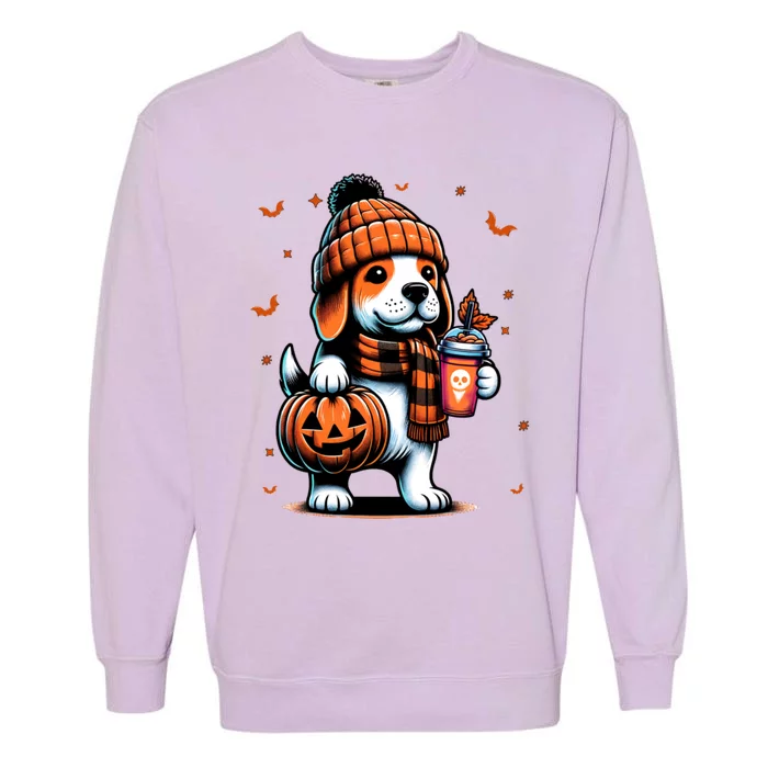 Ghost Beagle Dog Pumpkin S Beanie Fall Halloween Gift Garment-Dyed Sweatshirt