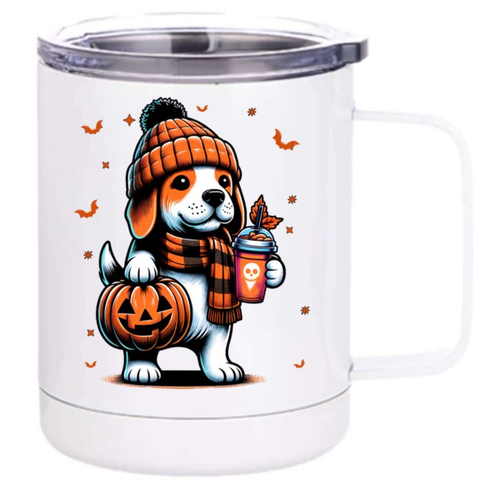 Ghost Beagle Dog Pumpkin S Beanie Fall Halloween Gift Front & Back 12oz Stainless Steel Tumbler Cup