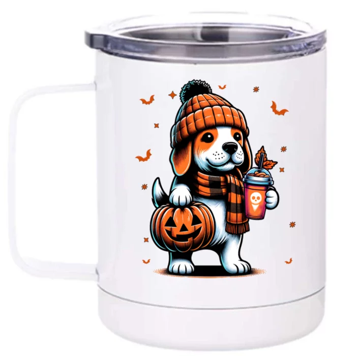 Ghost Beagle Dog Pumpkin S Beanie Fall Halloween Gift Front & Back 12oz Stainless Steel Tumbler Cup