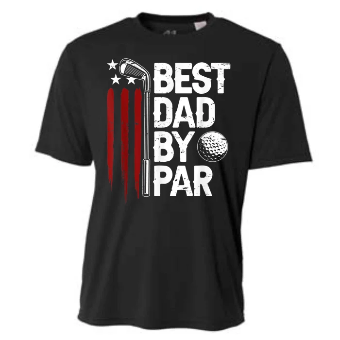 Golf Best Dad By Par Daddy Golfer American Flag Fathers Day Cooling Performance Crew T-Shirt