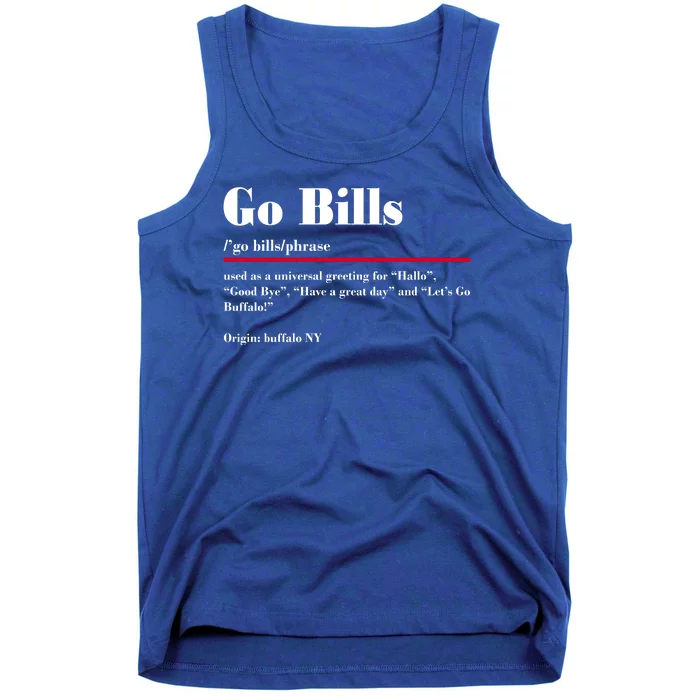 Go Bills Definition Buffalo Football Fan Funny Tank Top