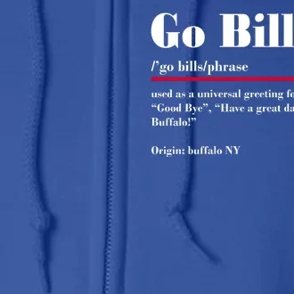 Go Bills Definition Buffalo Football Fan Funny Full Zip Hoodie