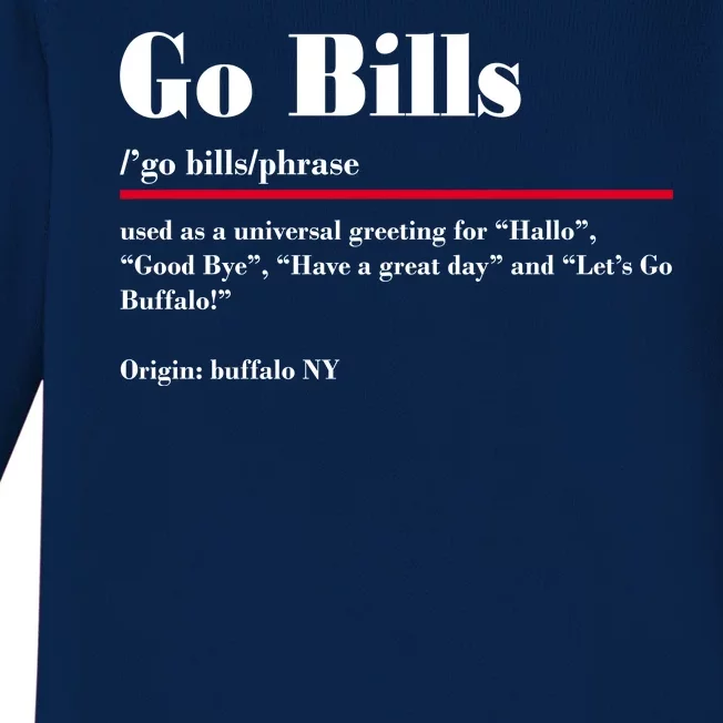 Go Bills Definition Buffalo Football Fan Funny Baby Long Sleeve Bodysuit