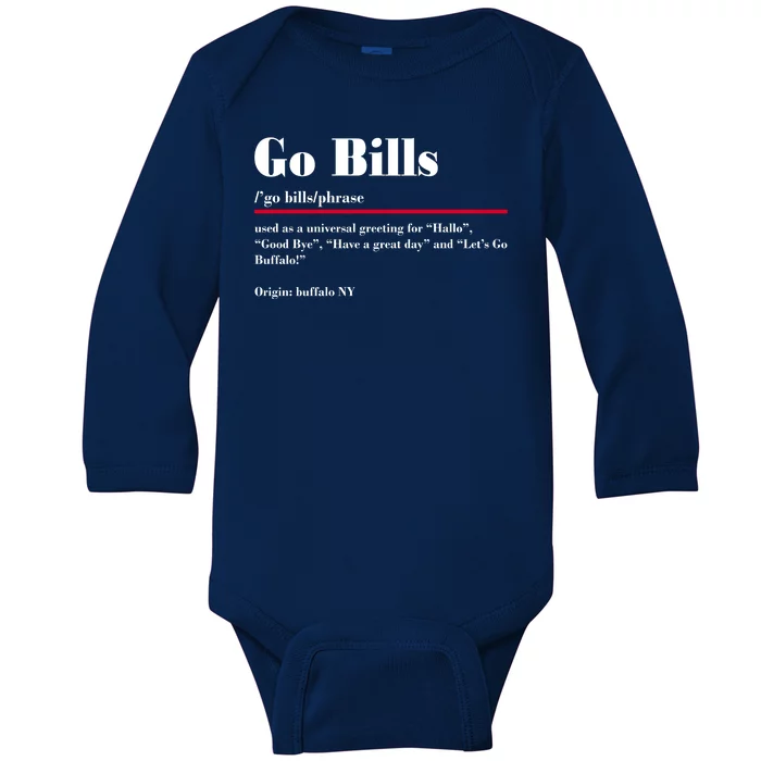 Go Bills Definition Buffalo Football Fan Funny Baby Long Sleeve Bodysuit