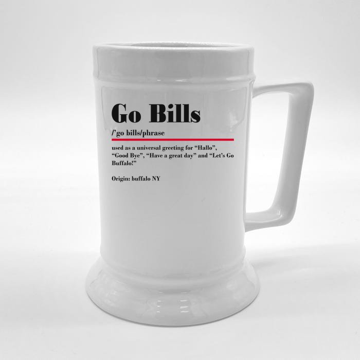 Go Bills Definition Buffalo Football Fan Funny Front & Back Beer Stein