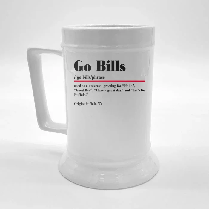 Go Bills Definition Buffalo Football Fan Funny Front & Back Beer Stein