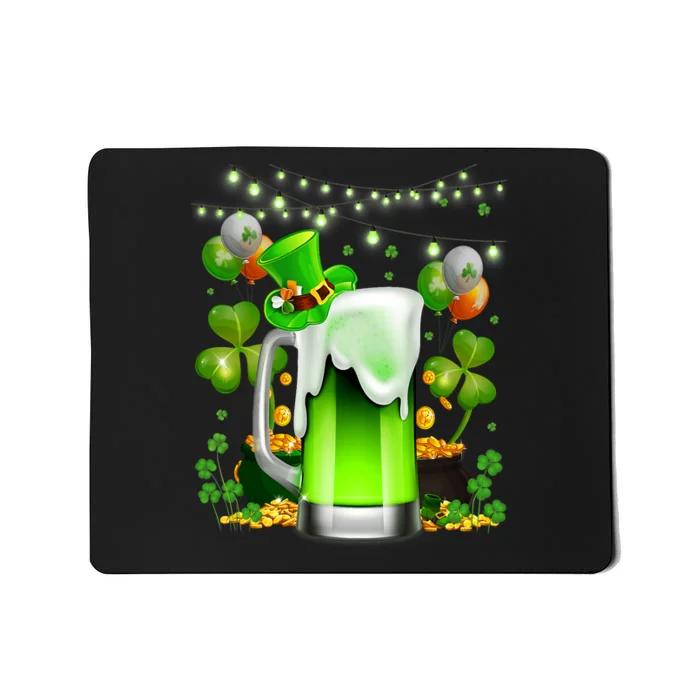 Green Beer Leprechaun St Patricks Day Shamrock Men Drinking Mousepad