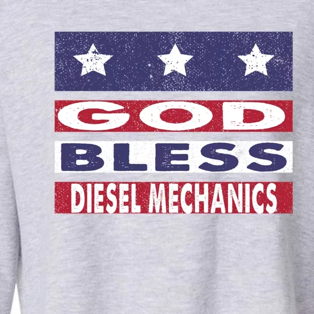 God Bless Diesel Mechanics Patriotic Christian Cute Gift Cropped Pullover Crew