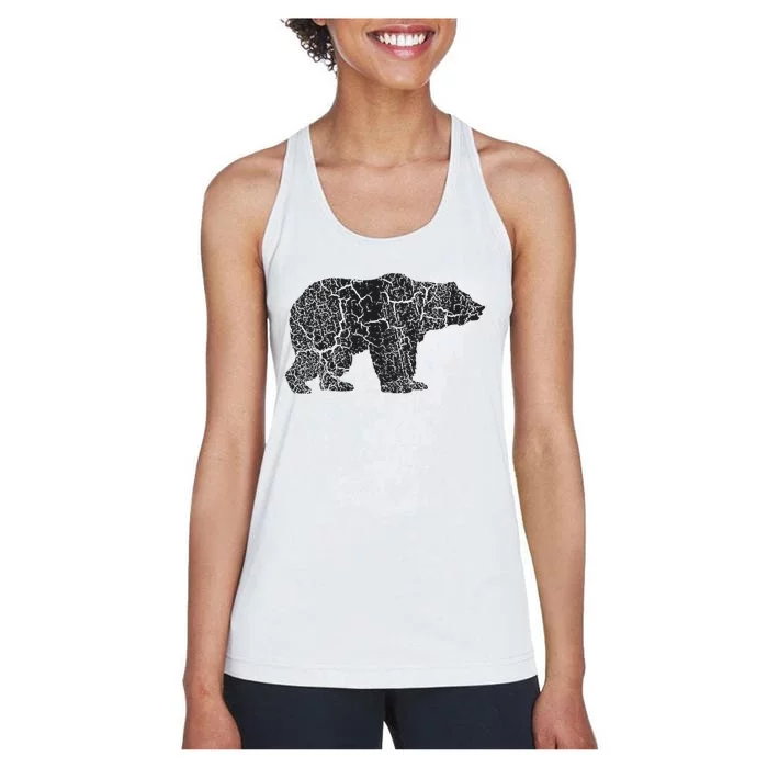 Grizzly Bear Distressed Print Vintage Grizzly Bear Women's Racerback Tank