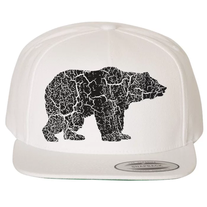 Grizzly Bear Distressed Print Vintage Grizzly Bear Wool Snapback Cap