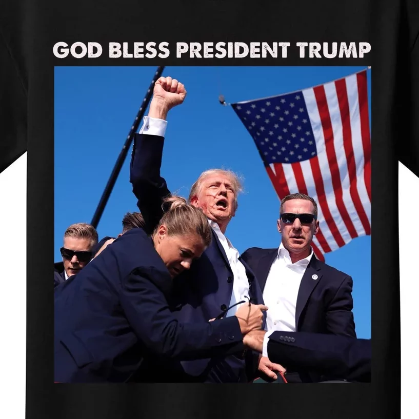 God Bless Donald Trump Survived Shot At Election Rally Kids T-Shirt