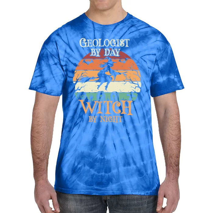 Geologist By Day Witch By Night Halloween Gift Tie-Dye T-Shirt