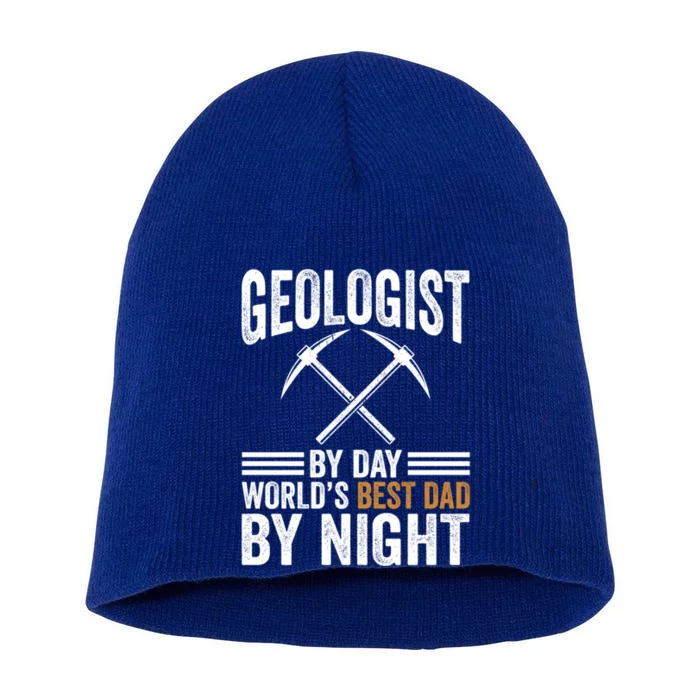 Geologist By Day World's Best Dad By Night Gift Short Acrylic Beanie