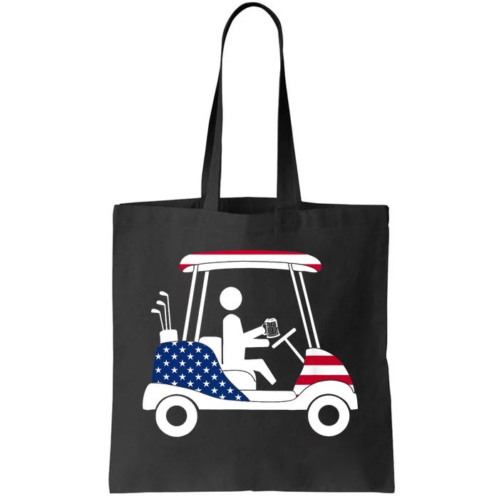 Golfing Beer Drinker | USA American Flag Golf Cart Gift Tote Bag