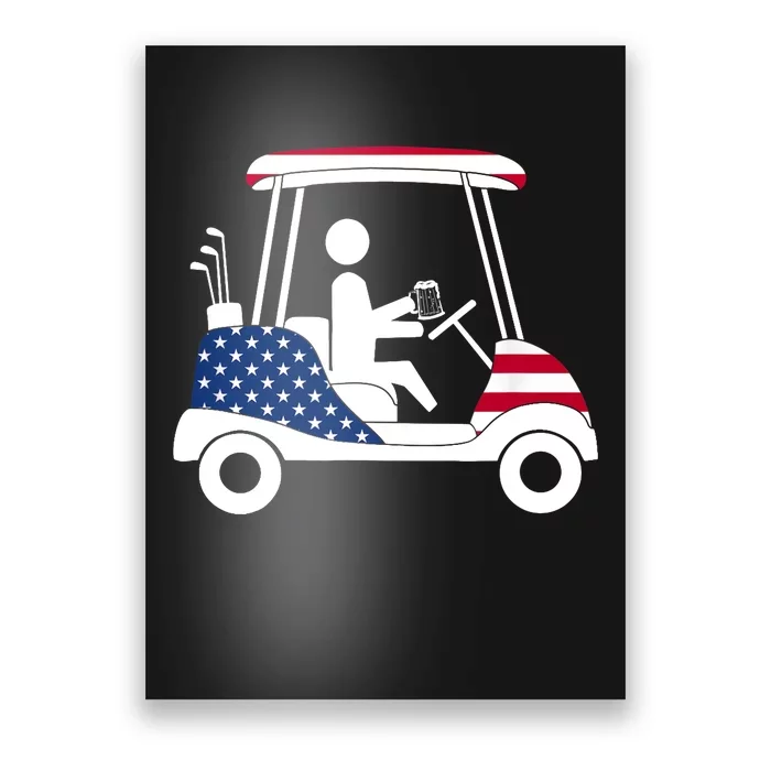 Golfing Beer Drinker | USA American Flag Golf Cart Gift Poster