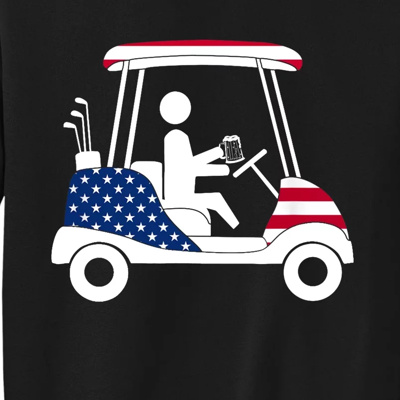 Golfing Beer Drinker | USA American Flag Golf Cart Gift Tall Sweatshirt