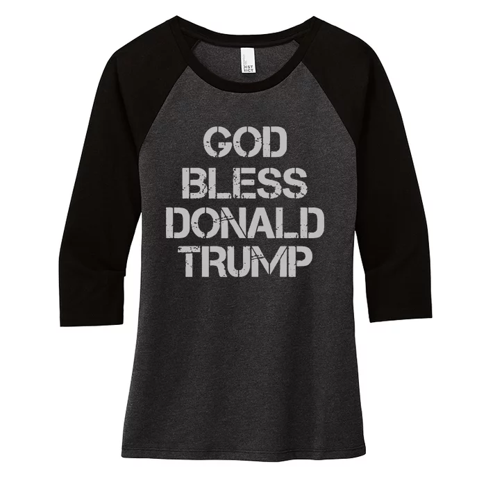 God Bless Donald Trump Women's Tri-Blend 3/4-Sleeve Raglan Shirt