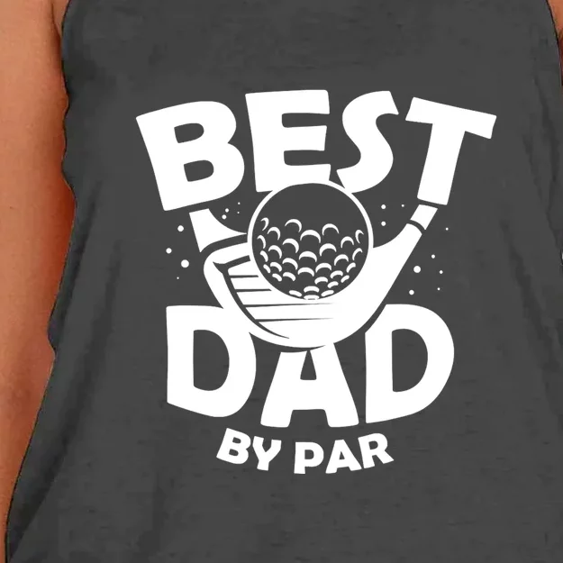 Golf Best Dad By Par Golfing Gift For Father's Day Women's Knotted Racerback Tank