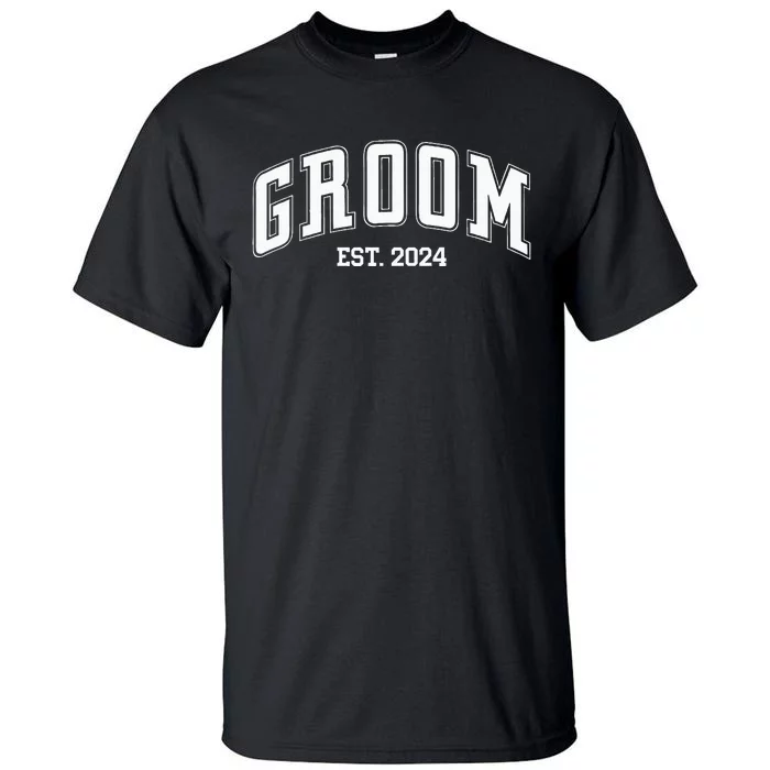 Groom Bride Est. 2024 Just Married Couples Wedding Tall T-Shirt