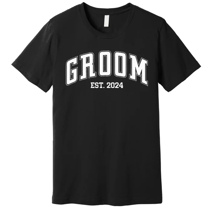 Groom Bride Est. 2024 Just Married Couples Wedding Premium T-Shirt